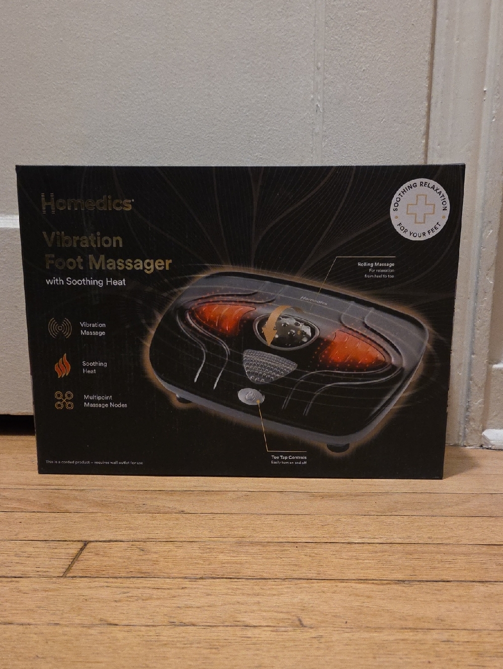 HOMEDICS Vibration Foot Massager with Soothing Heat, Black